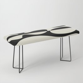 Mid Century Modern Organic Abstraction 235 Black and Ivory White Bench