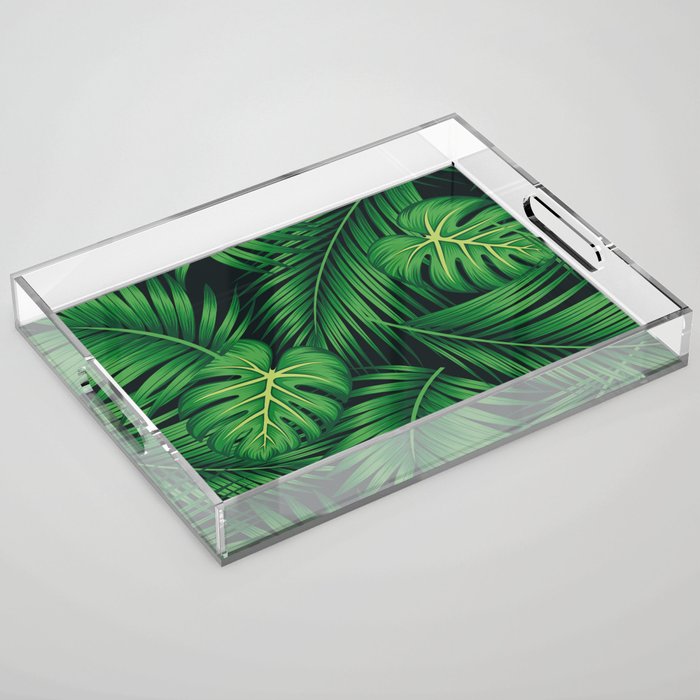 Tropical leaf illustration Acrylic Tray