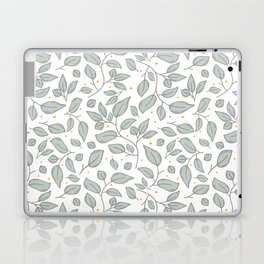 Mint green leaves and dots pattern Laptop Skin