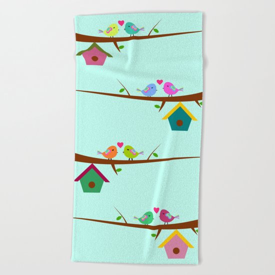 Birds in love Beach Towel