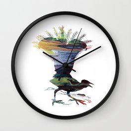 Lyrebird Wall Clock | Acrylic, Tropical, Zooanimals, Gifts, Painting, Junglethemed, Minimalism, Watercolor, Abstract, Watercolourbird 