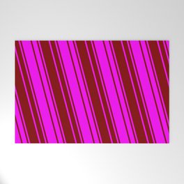 [ Thumbnail: Maroon & Fuchsia Colored Stripes/Lines Pattern Welcome Mat ]