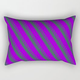 [ Thumbnail: Dark Slate Gray & Dark Violet Colored Striped Pattern Rectangular Pillow ]