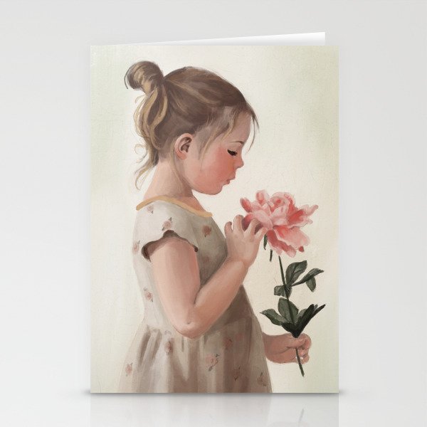 Little Girl with Flower Stationery Cards