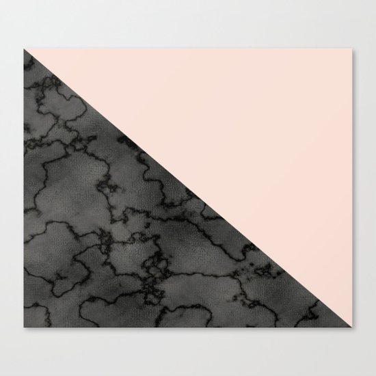 Peach and black dark marble Canvas Print