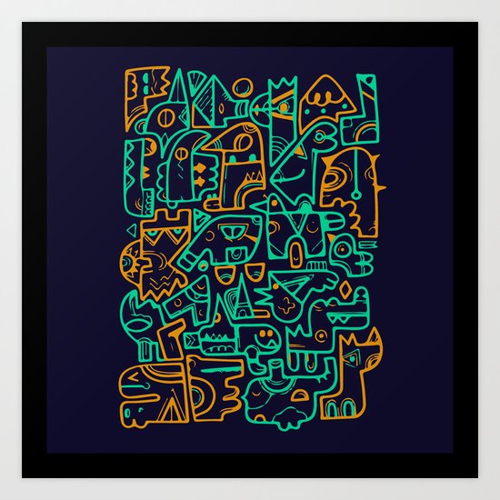 Tribal Animals Art Print