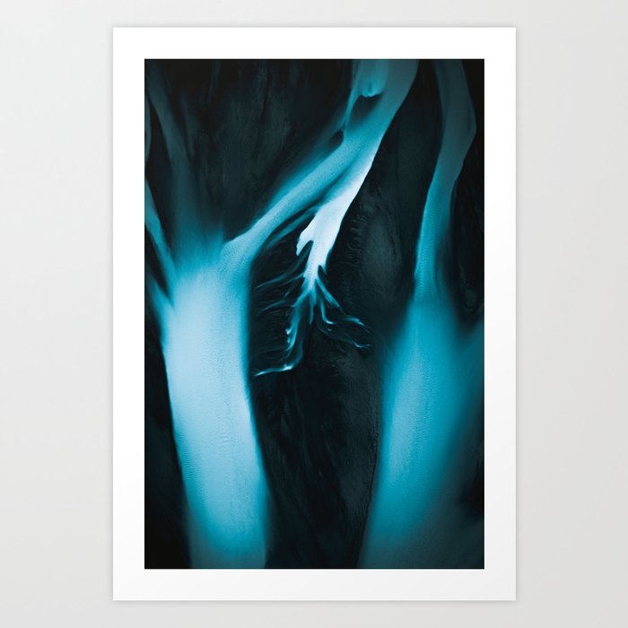 Minimal And Dark Abstract River In Iceland Landscape Photography Art Print By Regnumsaturni
