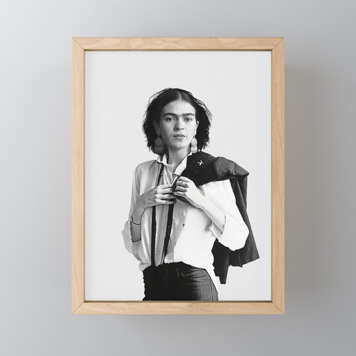 Frida Kahlo Wearing White Shirt Framed Mini Art Print