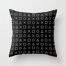 gamer pattern black and white  - gaming design black Throw Pillow