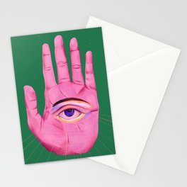 Pink Psychedelic Evil Eye Stationery Cards | Vintage, Pastel, Retro, Hamsa, Drawing, Evil Eye, Psychic, Palm, Curated, Trippy 