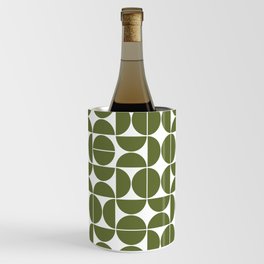 Mid Century Modern Geometric 04 Olive Green Wine Chiller