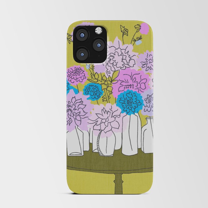 Mid-Century Modern Bottle Bouquet Blue and Pink iPhone Card Case