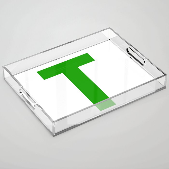 Letter T (Green & White) Acrylic Tray