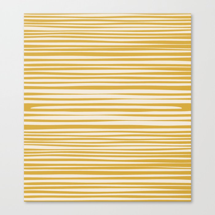 Natural Stripes Modern Minimalist Pattern Mustard  Canvas Print