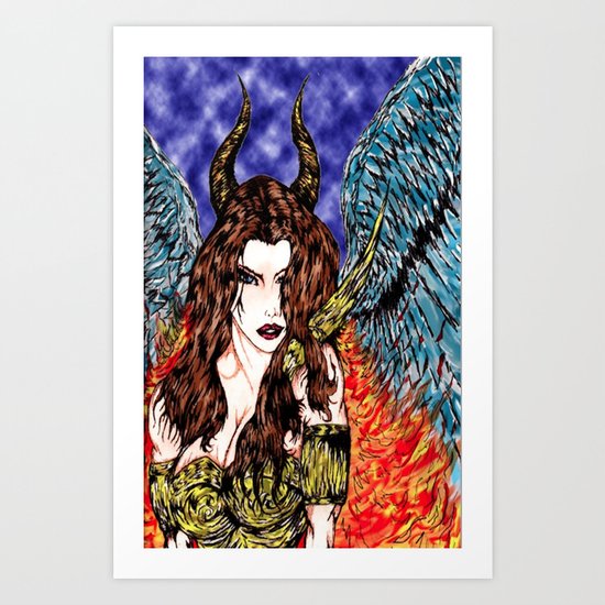 angel or demon in color Art Print