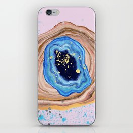 Turquoise Marble Agate With Blue And Gold Glitter  iPhone Skin