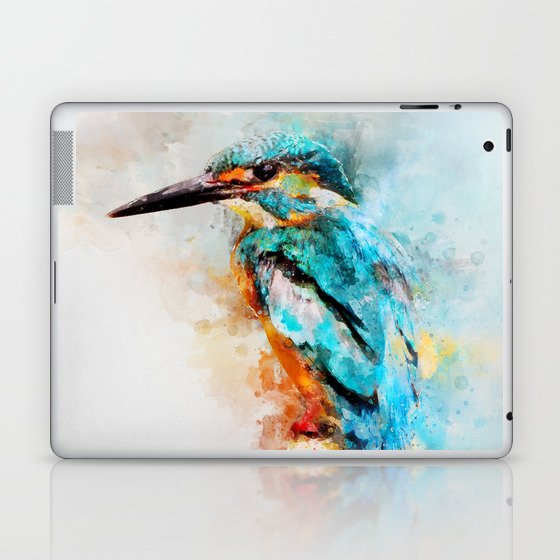 Watercolor kingfisher bird Laptop & iPad Skin