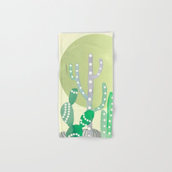 BOHO CACTUS IN MINT Hand & Bath Towel
