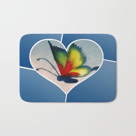 Butterfly Love - Blue Bath Mat
