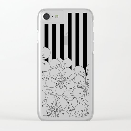 Cherry Blossom Stripes - In Memory of Mackenzie Clear iPhone Case