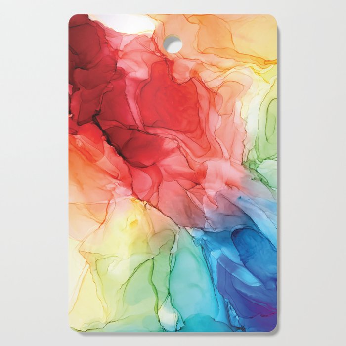 Rainbow Good Vibes Abstract Painting Cutting Board