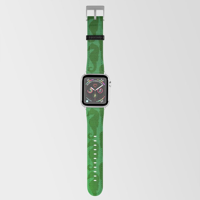 Green Silk Metallic Seahorse Modern Collection Apple Watch Band