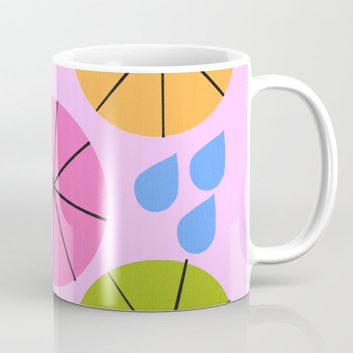 Mid-Century Modern Spring Rainy Day Pink Coffee Mug