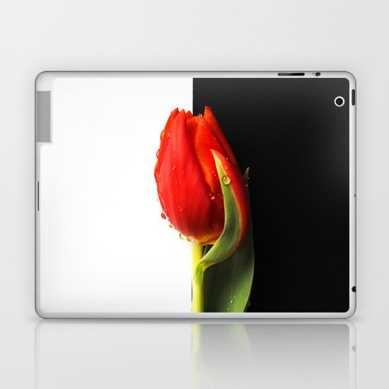 Black and White and Red Tulip Laptop & iPad Skin