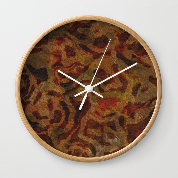 Red Brown Shapes Wall Clock