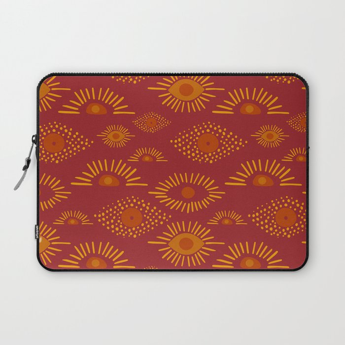 Modern Evil Eye Pattern - Red and Yellow Laptop Sleeve