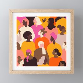 Female diverse faces pink Framed Mini Art Print