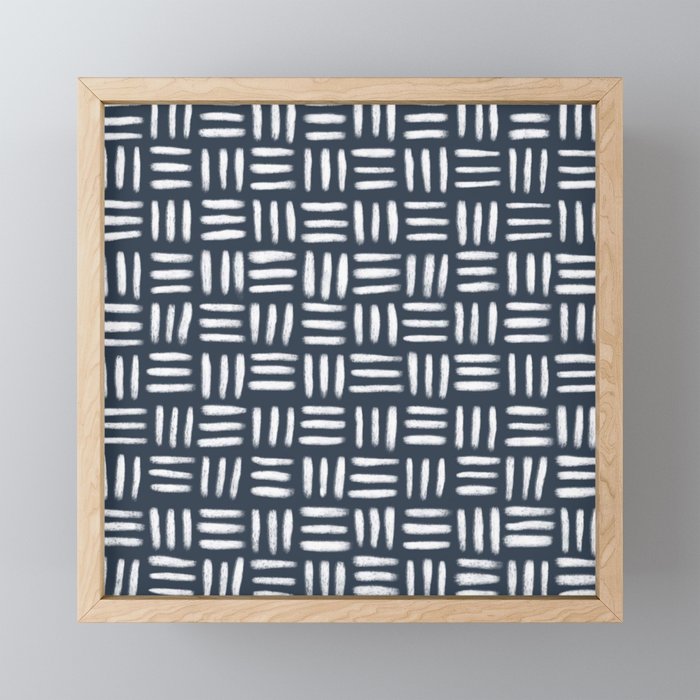 Crosshatch Pattern - Naval Blue Framed Mini Art Print