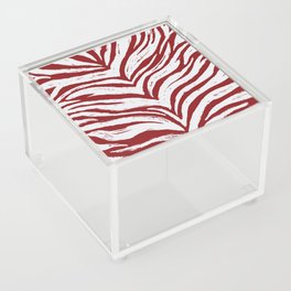 Tiger Stripes -Red & White - Animal Print - Zebra Print Acrylic Box