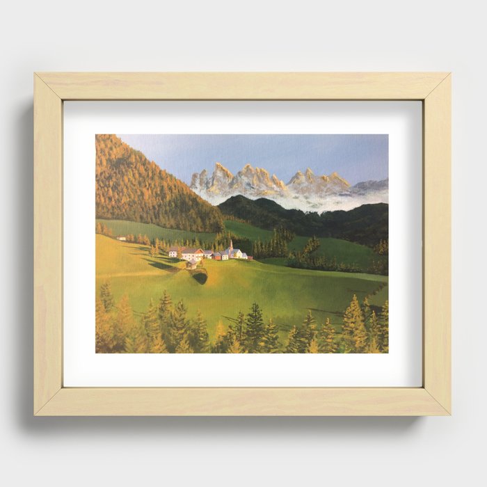 Sunset in the Dolomites, Acrylic, 2021 Recessed Framed Print