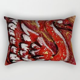 Cherry Red Abstract Swan Acrylic Painting Rectangular Pillow