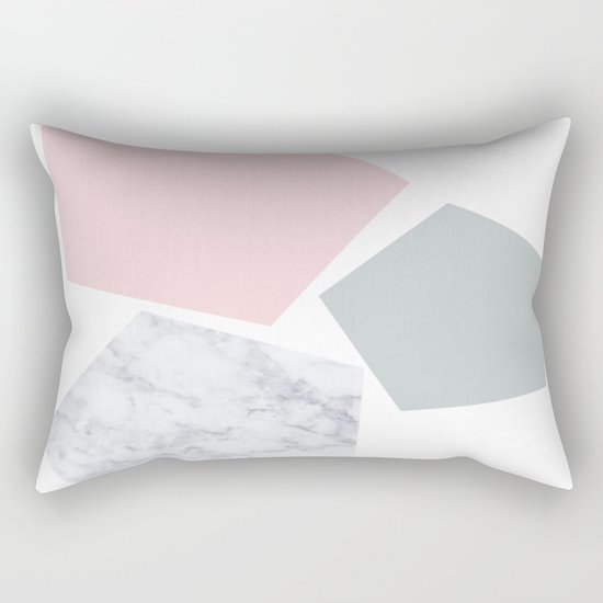 Blush, gray & marble geo Rectangular Pillow