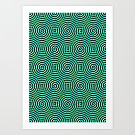 Blue Green Spirals Pattern Art Print