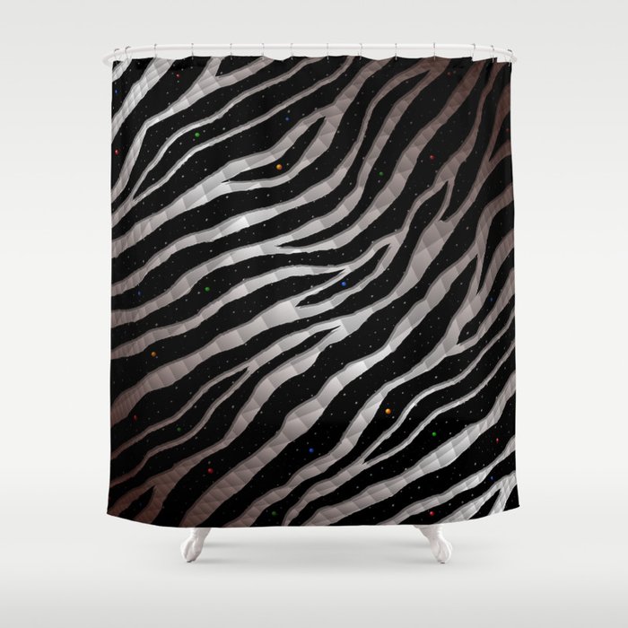 Ripped SpaceTime Stripes - Brown/White Shower Curtain by CMMEI | Society6