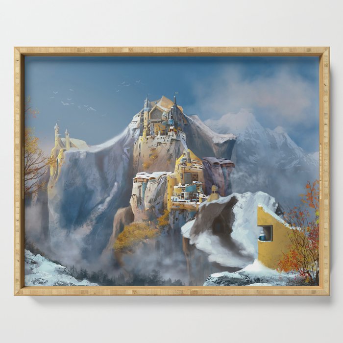 Castle up into the mountains Serving Tray