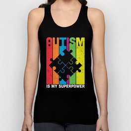 Autism Is My Superpower Colorful Puzzle Unisex Tank Top