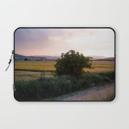 Silent romantic evening in the wheat field to the river agriculture cottagecore landscape Laptop Sleeve
