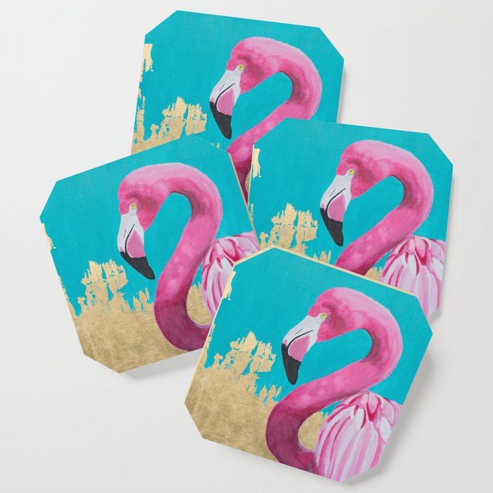 Pink Flamingo Flamingo Painting Flamingo Wall Decor Gold Leaf
