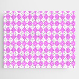 Light Magenta Pink Argyle Diamond Pattern Jigsaw Puzzle