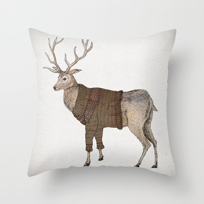 Winter Stag Throw Pillow