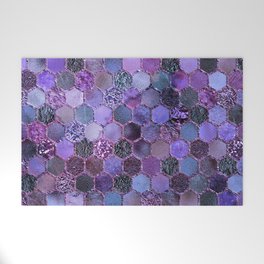 Purple geometric hexagonal elegant & luxury pattern Welcome Mat