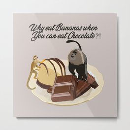 Monkeys and Chocolate Metal Print | Dessert, Monkey, Baboon, Candy, Ape, Apes, Milkchocolate, Bite, Gorilla, Graphicdesign 