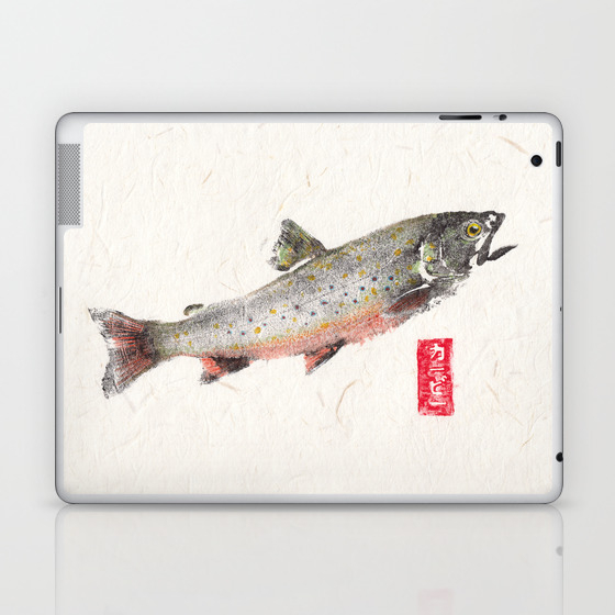 Brook Trout In Spawning Colors Gyotaku Laptop Ipad Skin By Freshcatchgyotaku Society6