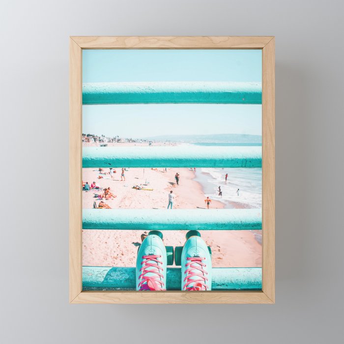 Roller Babe - Manhattan Beach Pier, California Framed Mini Art Print