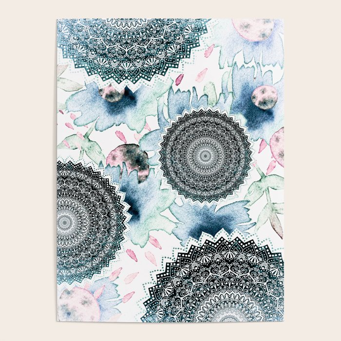 BLOOM MANDALAS IN BLUE Poster by Nika | Society6