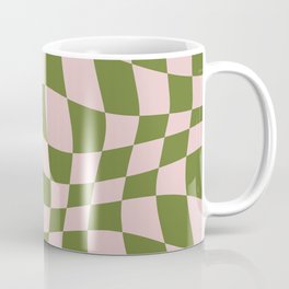 Warped Checkered Pattern (pink/olive green) Mug
